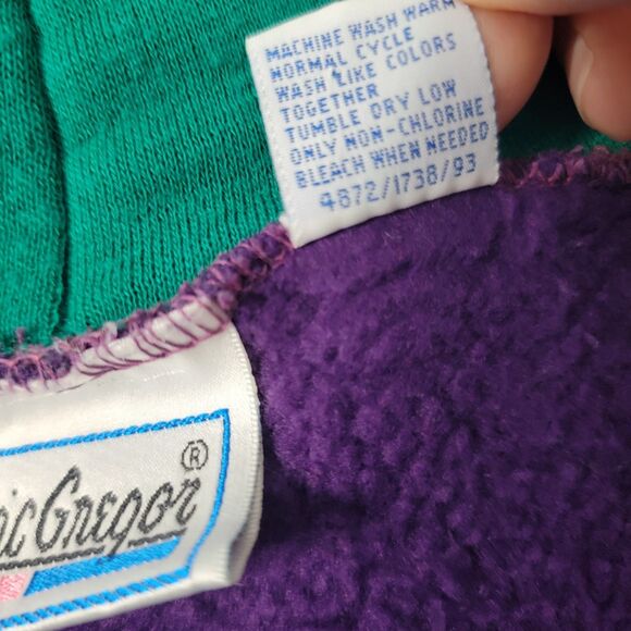 Vintage Macgregor Purple Hoodie Plain Large 26x28 Pullover Pocket Skate Grunge - Picture 14 of 17